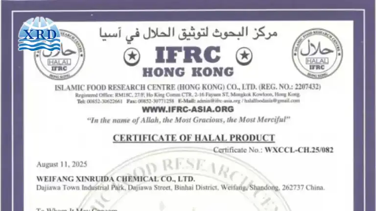 XRD Chemical Obtains Halal Certification